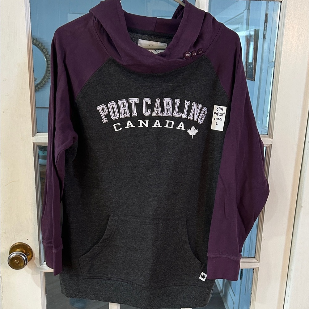 899.   Purple and Gray Port Carling Canada Hoodie
